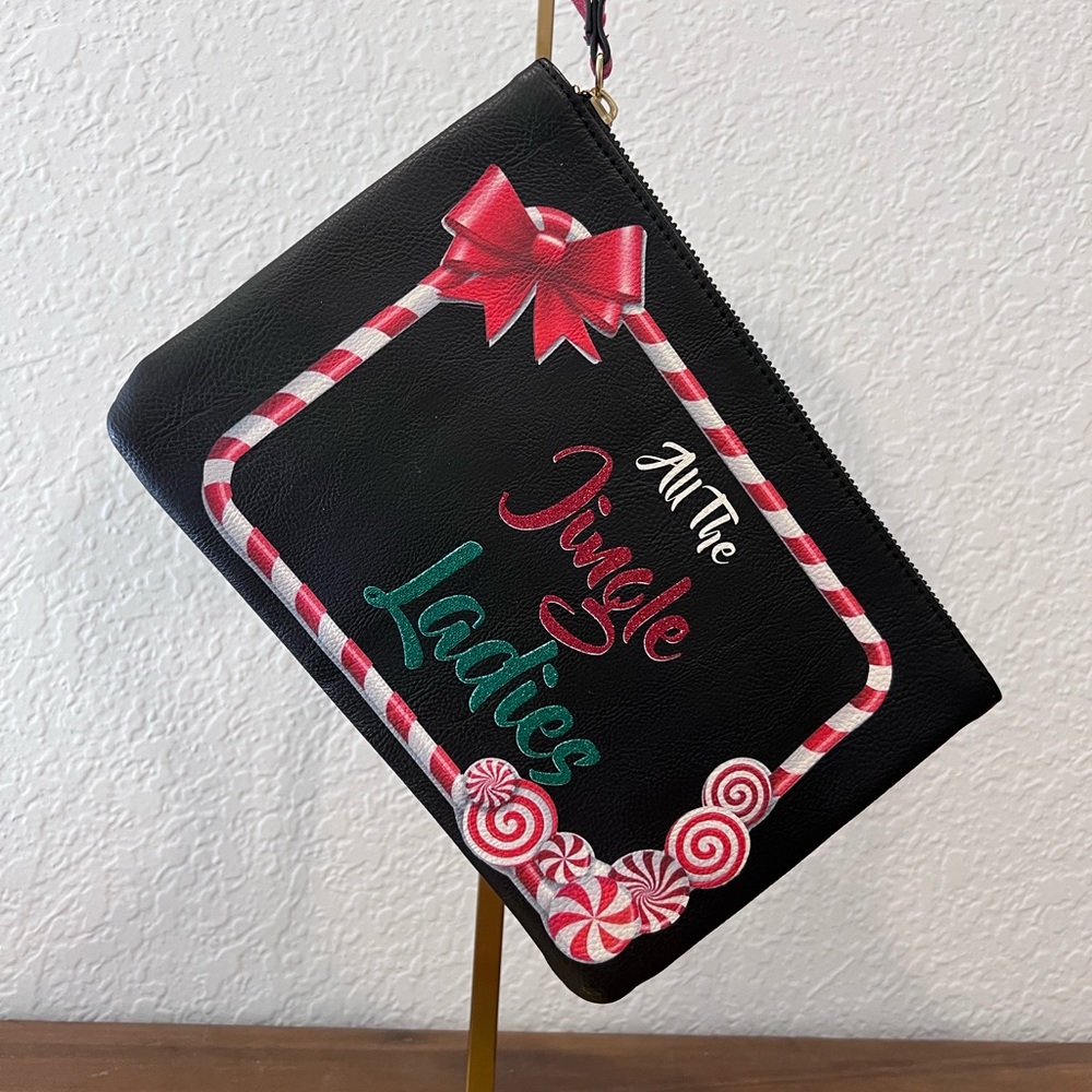 NWT Betsey Johnson Black Christmas large wristlet